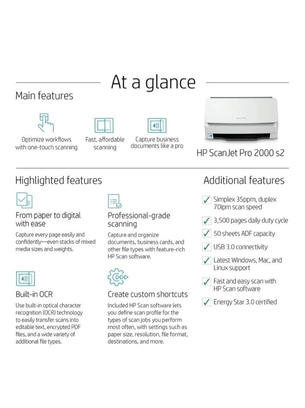 HP ScanJet Pro 2000 s2 Document Scanner - Picture 2 of 5